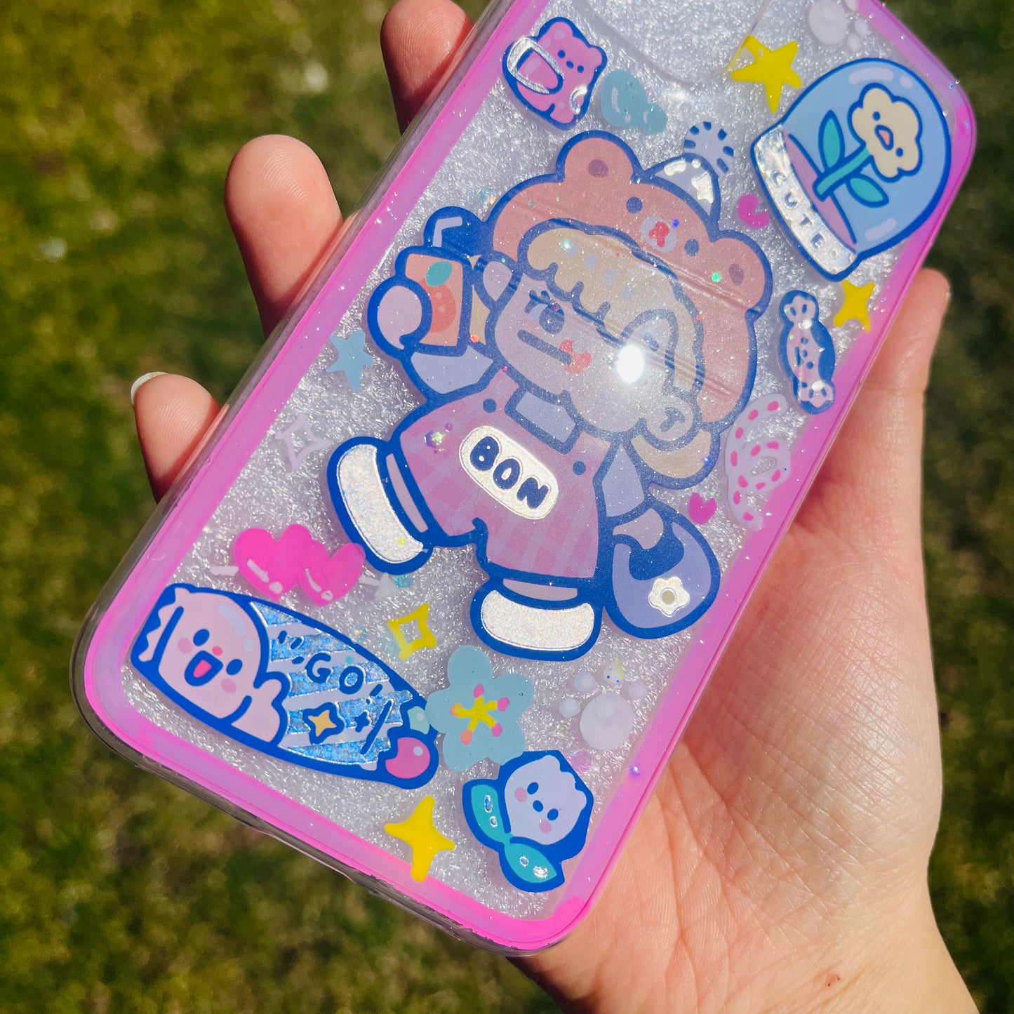 Bubble Gum Girl Sticker Resin Phone Case